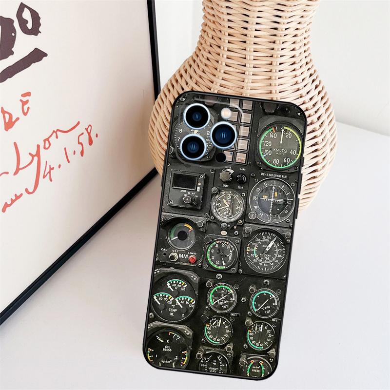 Aircraft Cockpit Dashboard Phone Case For iPhone 16 Pro Max 15 14 13 11 12 17 Pro Max Mini 15 16 Plus 16e 17 Air Cover