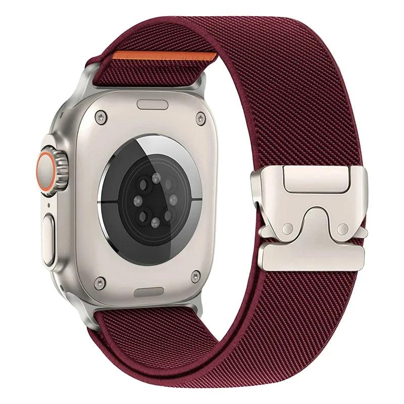 parachute buckle Nylon Strap for Apple Watch band Ultra 2 49mm 46-42-45mm 41-44mm Elastic Bracelet IWatch Series 10 9 8 7 6 SE