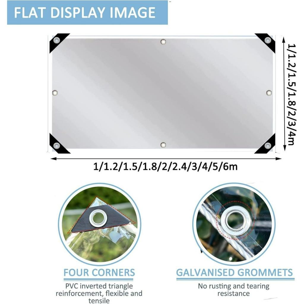 Clear Waterproof Cover Tarp 1.8m 2.4m 3m 4m Transparent Tarpaulin Waterproof PVC Vinyl Tarps Plants Dustproof Sheet for Garden Furniture