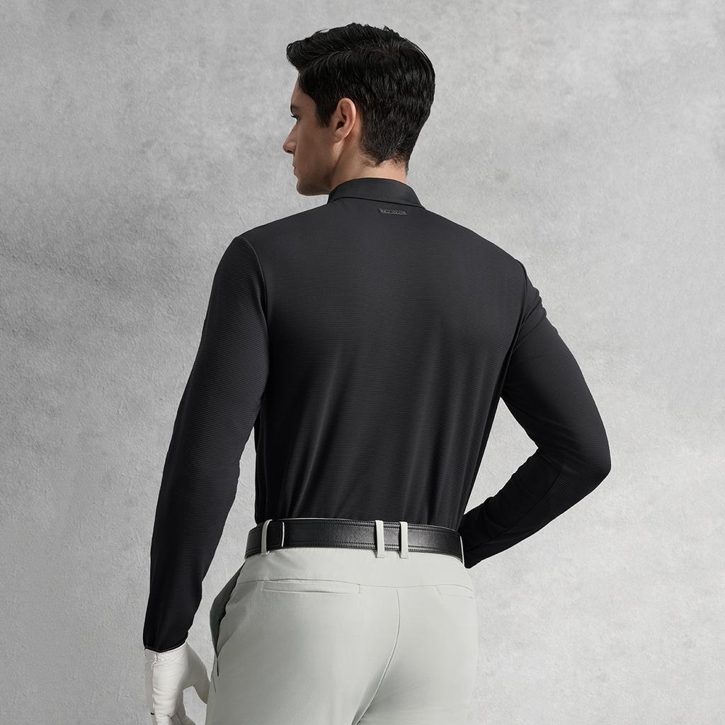 FILA Golf Series Trendy Classic Casual Sports Golf Versatile Stretch Soft Comfortable Long Sleeve T-Shirt Men Tops A11M535207FBK