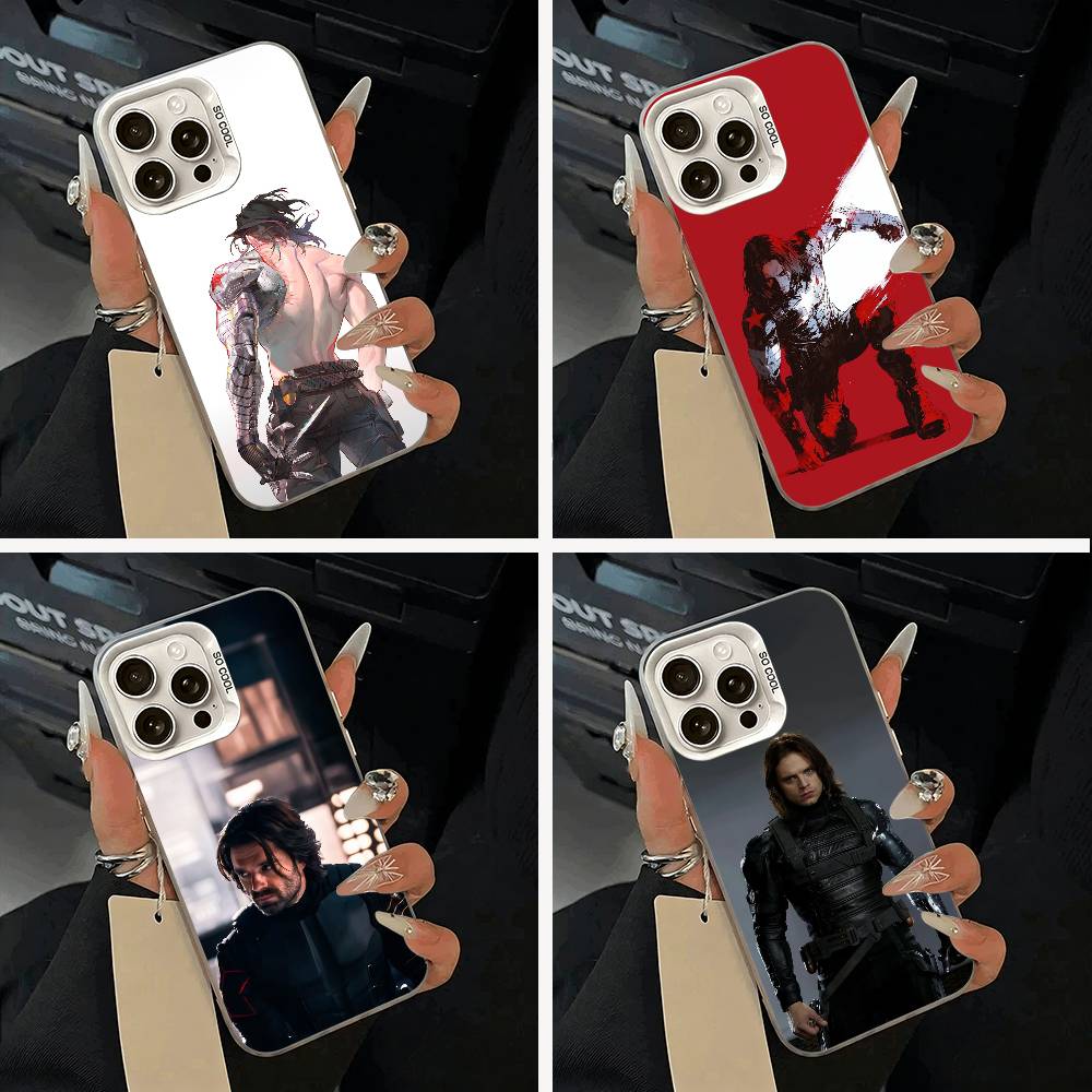 B-Bucky- Barnes Winter -S-Soldier Phone Case For iPhone 11 12 13 14 15 16Pro Max Plus White Sliver Phone Cover