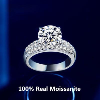 Laboratory Moissanite D Color 18K White Gold 925 Sterling Silver Four Claw Ring High-End Fashion Wedding Bridal Gem Rings