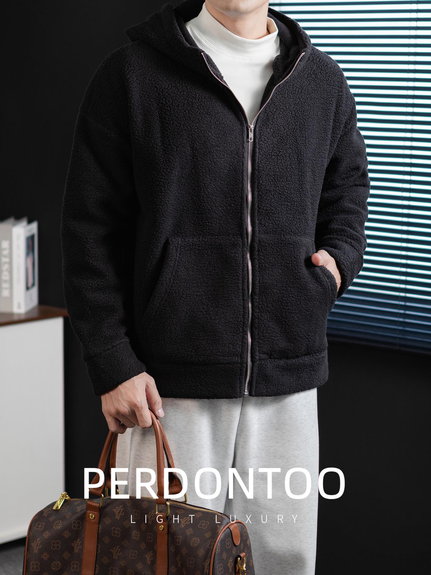 

Men s Cloud-Soft Heavyweight Hooded Lambswool Fleece Jacket - Warm, Cold-Resistant, Loose Fit for Winter. L чорний