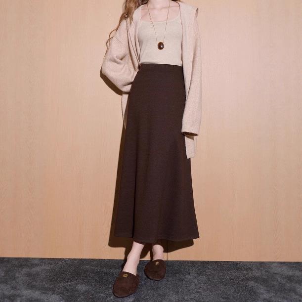 Women's 2025 Autumn/Winter Elegant Elastic Waist Long Skirt