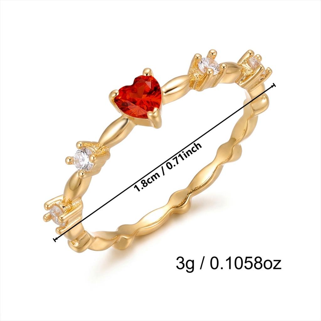Romantic Red Heart Brass Inlaid CZ Zircon Finger Rings For Women Men Minimalist Heart Wedding Bridal Finger Ring Dating Jewelry