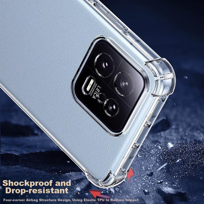 Kelleia Xiaomi 13 Phone Case, Xiaomi 13 Protective Cover, Full Protection Shockproof TPU Airbag Soft Case/Protective Cover, Transparent, 6.36 Inches