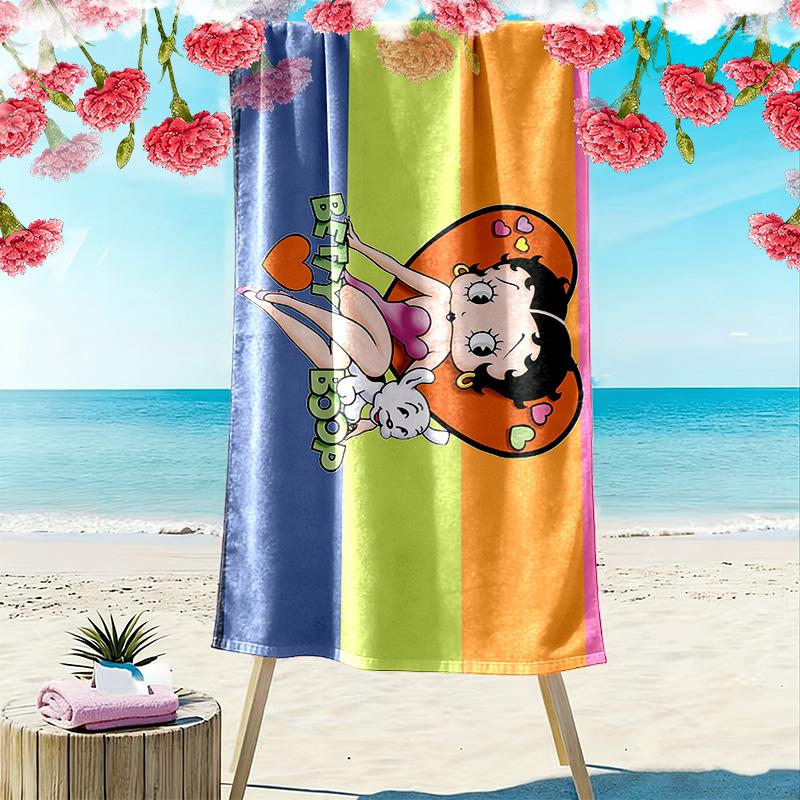 Betty Boop2 Print Beach Towel, Large Soft Quick Dry Towel for Beach Camping Swimming