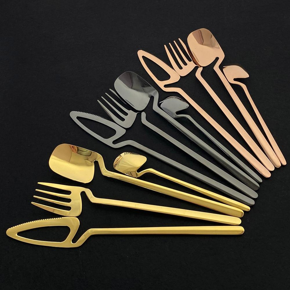 Sada 16 ks jídelního nádobí 18/10 Nerezová ocel Zrcadlo Stříbrná sada příborů Párty nůž na večeři Vidlička Lžíce Sada nádobí Drop Shipping