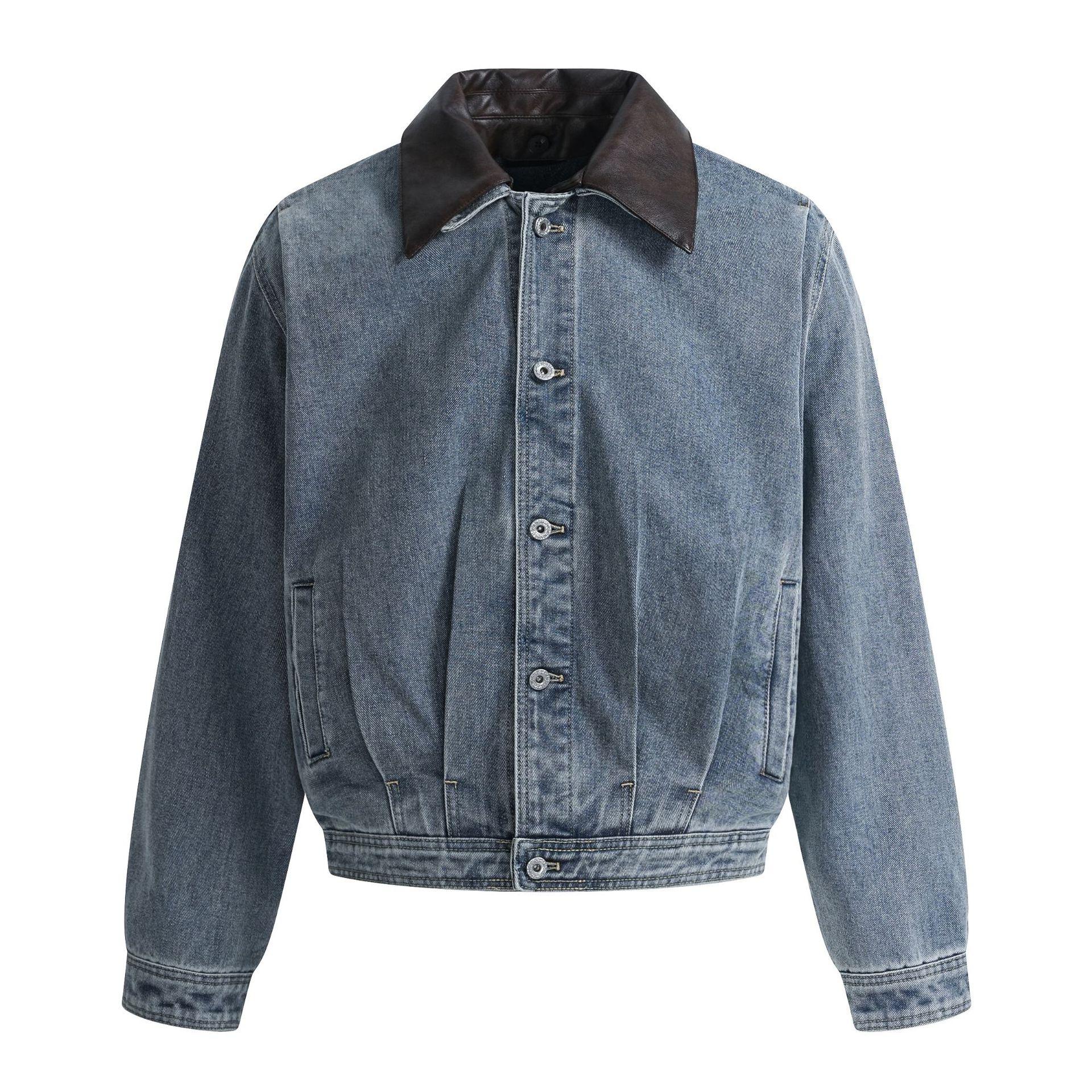 Tide brand American retro high quality heavy wash denim jacket today locomotive jacket S