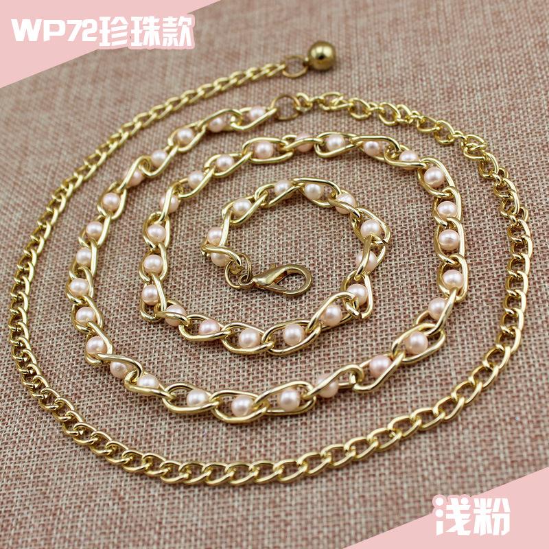Women'S Spring And Summer Dress Decorative Pearl Belt Metal Hook Thin Waist Chain Multi-Color Optional