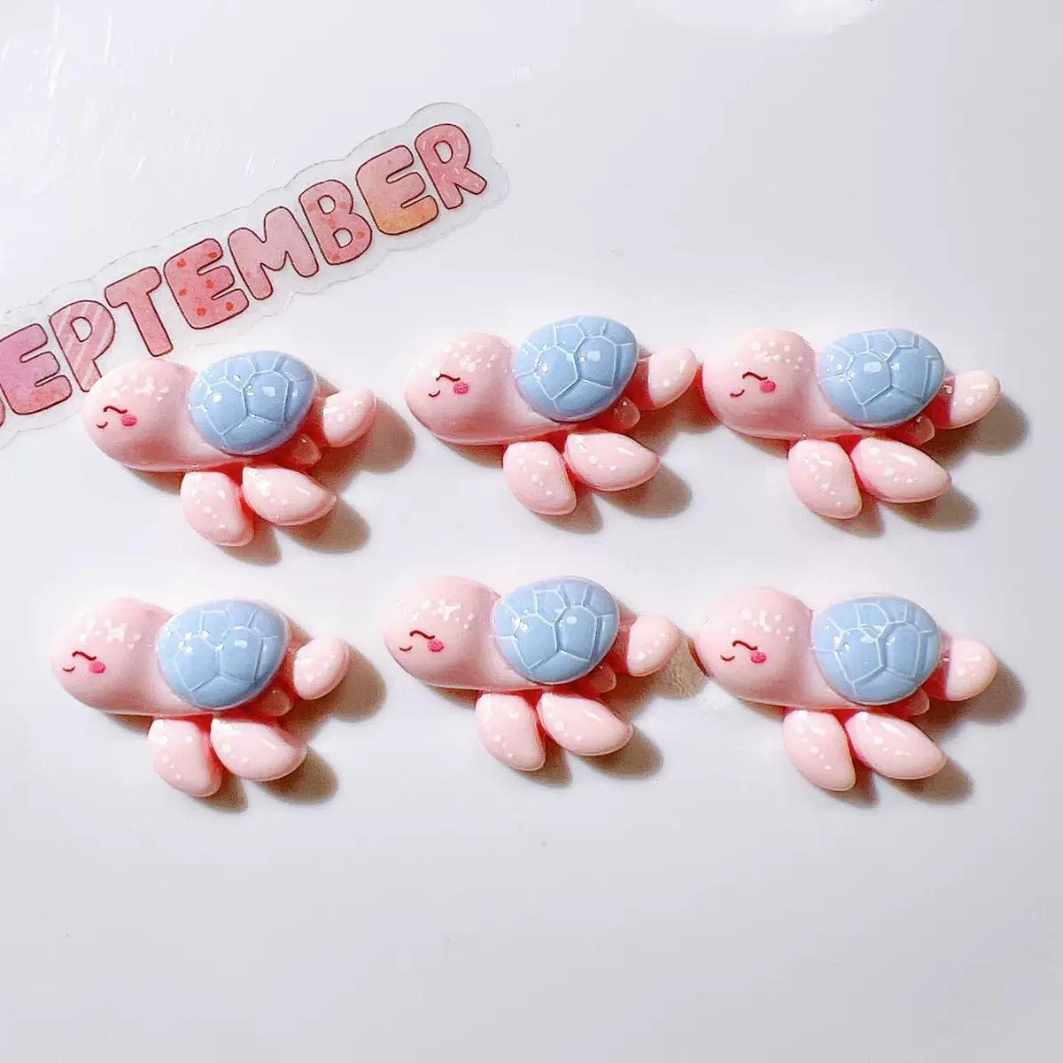 

10pcs Colorful Resin Cartoon Penguins, Whales, Turtles, Starfish, Small Fish Figurine Flatback Scrapbook DIY Decor Craft
