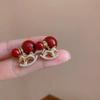 2025 New Arrival Exquisite Red Rocking Horse Earrings: Light Luxury, Retro Autumn/Winter Design for Women