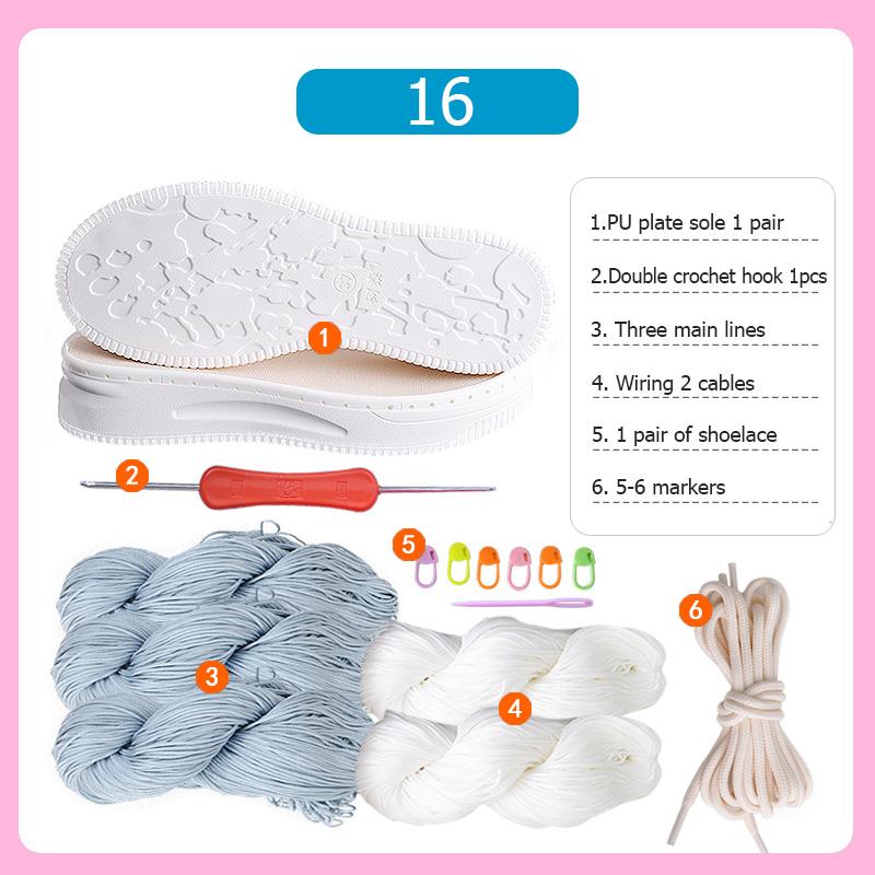 DIY Shoes Crocheted Material Hand-woven Summer Hook Soles Anti-kick Rubber Soles+Hollow Line Knitted Slippers Short Boots