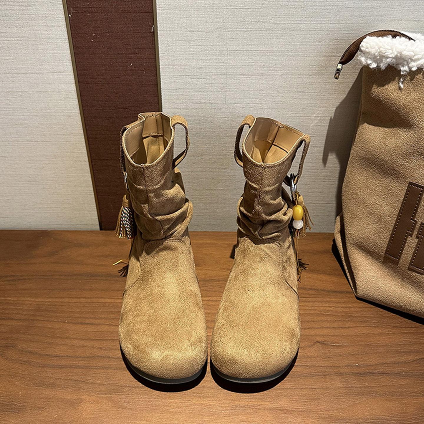 

Модная матовая ретро-пустынная обувь интернет-знаменитости на плоской подошве, женские осенне-зимние универсальные тонкие ботинки-мартенсы в западном стиле с подкладкой из ворса 40 верблюд