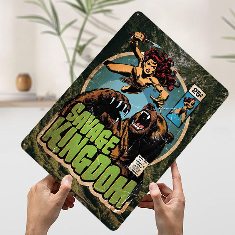 

Savage Kingdom Comic Book Cover Art Poster Customized Wall Art Vintage Metal Signs Retro Tin Plaque for Man Cave Home Decor Room 7.9x11.8In(20x30cm)