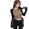 Women's Slim Fit Long-Sleeve Drawstring Crop Top - Autumn 2022