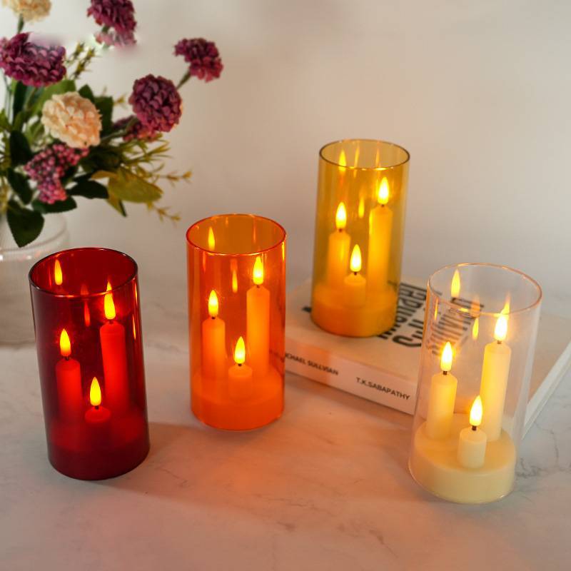 Led Acrylic Candle Set With Remote Control For Wedding Party Event Decor