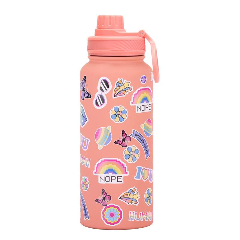skin feel 1L 34oz 1000ml stainless steel thermal sports water bottle flask thermos 901-1000ml