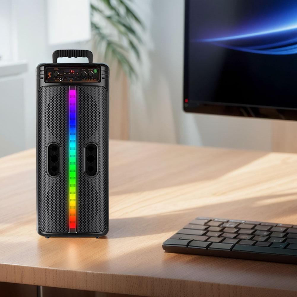 Bluetooth-Compatible Speaker Stereo Loud Speaker Colorful Lights Double Subwoofer Heavy Bass Sound for Travel Indoor and Outdoor