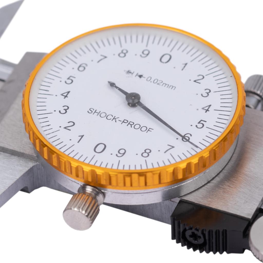 Caliper Measurement Carbon Steel Pocket Caliper 150mm Outer Diameter Inner Diameter Step Measuring Vernier Dial Caliper with Dial HFS(R)
