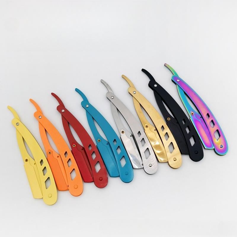 Men Barber Shaving Razors Folding Knife Unisex Hair Removal Tool Eyebrow Knife ( Blades Not Included) Multicolor Makeup Tool