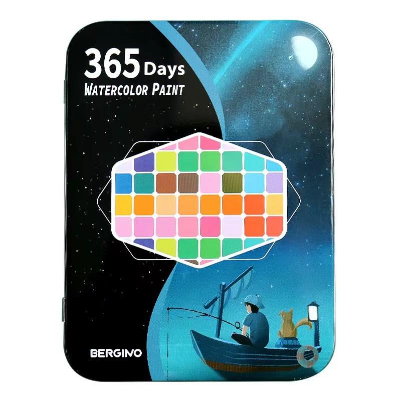 48 Tin Box Solid Watercolors & Brushes Kit - 60 Unique Colors for Beginners