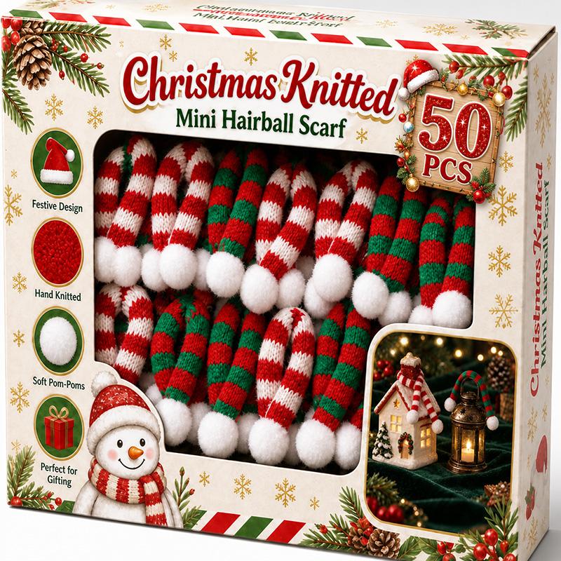 Mini Knit Hat Christmas Scarf Set Knitting Craft Xmas Decorative Handmade DIY Craft Decoration Plush Toy Small Scarf Ornament