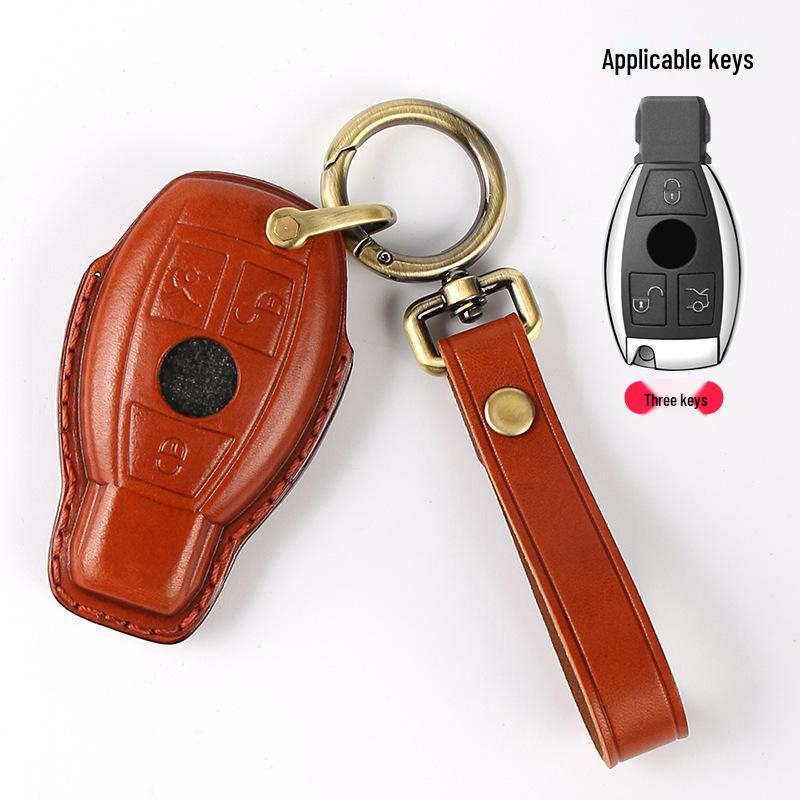 Genuine Leather Key Case for Mercedes-Benz LA200L, GLC300L, GLC260, B200, New E-Class.