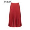 PORTS Women's Dirty Orange Pleated Midi Skirt