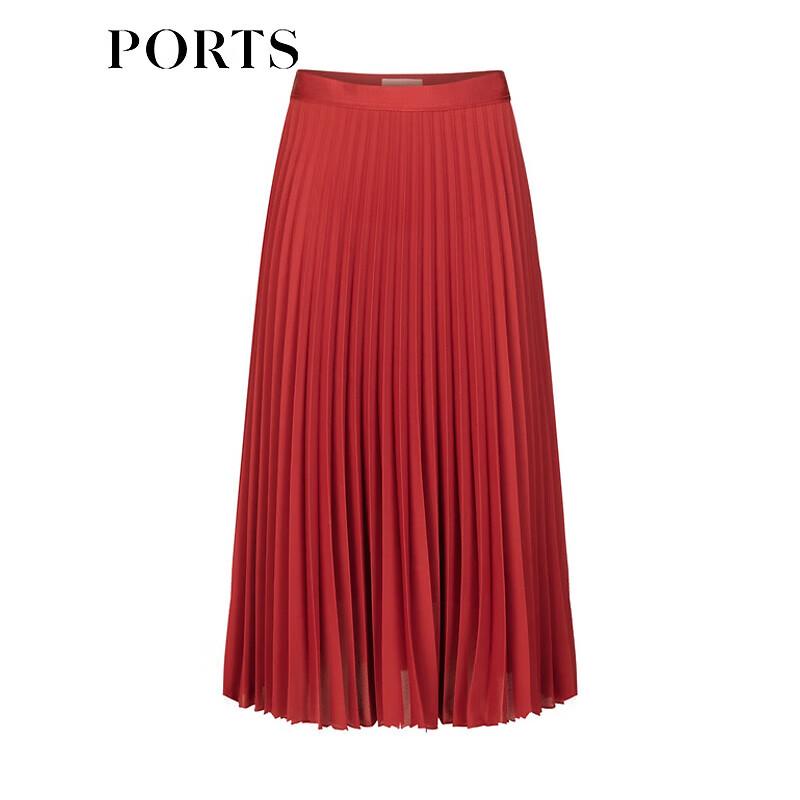 PORTS Women's Dirty Orange Pleated Midi Skirt