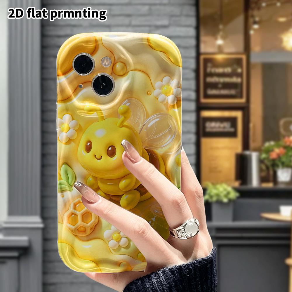 Phone Case: 2D Flat Design Suitable for iPhone 18 17 16 15 14 13 Pro Protective Case, Little Bee, Perfect Christmas and Halloween Holiday Gift