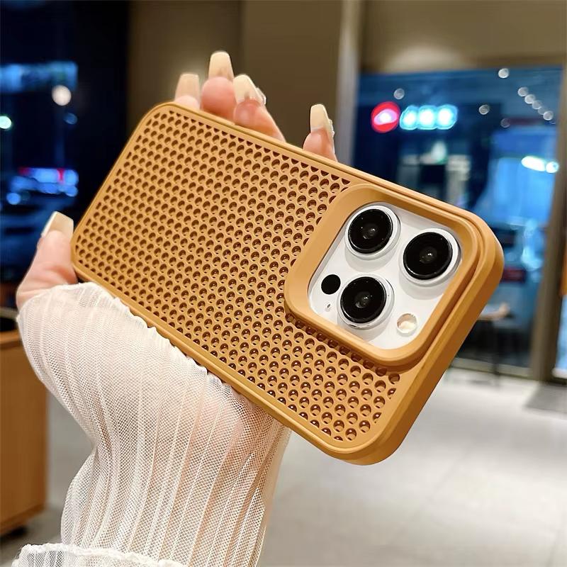 Luxury Heat Dissipation Breathable Mesh Phone Case For iPhone 16 15 14 Plus 13 12 11 Pro Max Shockproof Soft Bumper Hard Cover
