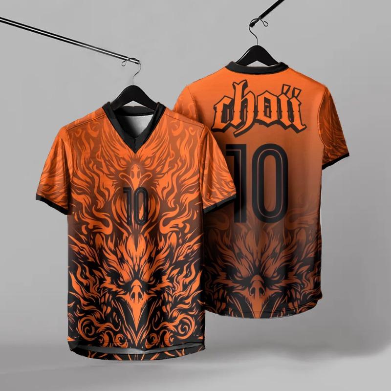 Summer Men's V-neck T-shirt Fashion Sports and Leisure Digital Printing 3D Short Sleeved T-shirt Top