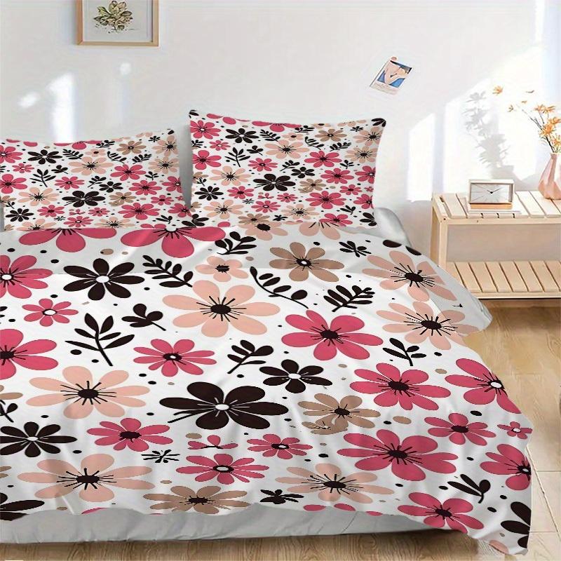 

3pcs Floral Pattern Bedding Set, Breathable and Soft, Suitable for Bedroom Decor (1*Duvet Cover + 1/2*Pillowcases, No Core) yy250821146 135x200cm