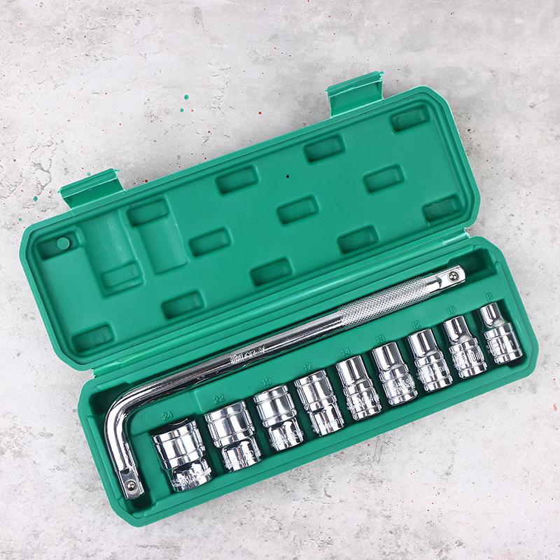 10Pcs/Set Socket Wrench 1/2-Inch Drive With Way Quick Released Hex Socket Ratchet Handle And Bent Rod Mechanic Tool Kit