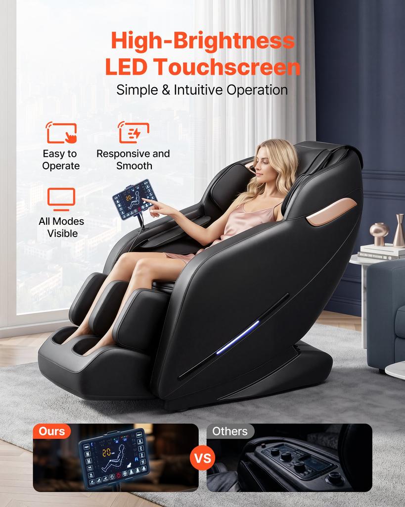 VEVOR Massage Chair, 3D Zero-Gravity Full Body Massage Chair with Extendable Footrest, Automatic Modes, Airbags, Waist & Leg Heating