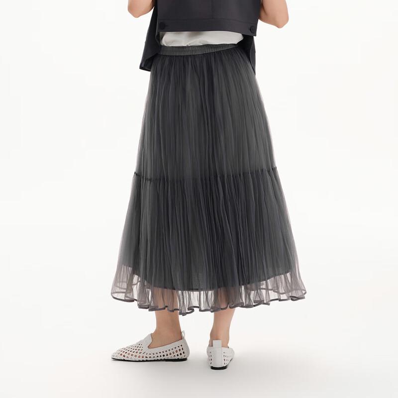 broadcast Women's French Style Mesh Midi Skirt