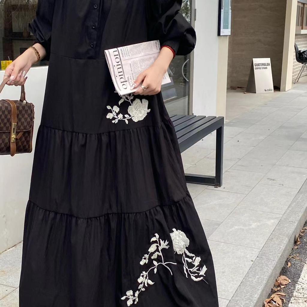 Jarní a podzimní nové etnické vyšívané šaty pro ženy volné šaty do A