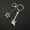 Fashion Star Guitar Keychain Pendant Simple Hanging Decorations Keyring Charm for Purse Bag Backpack Handbag