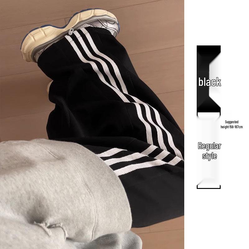 

Женские бело-серые полосатые широкие спортивные штаны - Осень/Зима 2025 - Повседневные джоггеры свободного кроя Extra Large