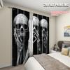 2pcs   Curtains Roller Blinds  print Black Skull Print 100% Polyester (without rod) Stuff Clearance Use for Bedroom