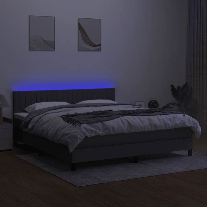 Maison Exclusive - Sommier à lattes de lit et matelas et LED Gris foncé 160x200 cm