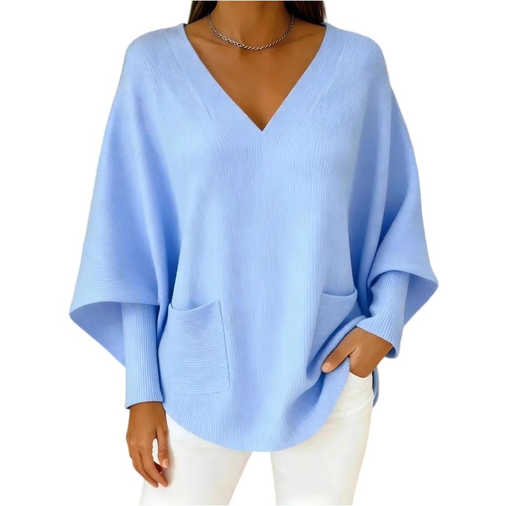 Women's Fashionable Casual Loose V,neck Knitted Sweater/top