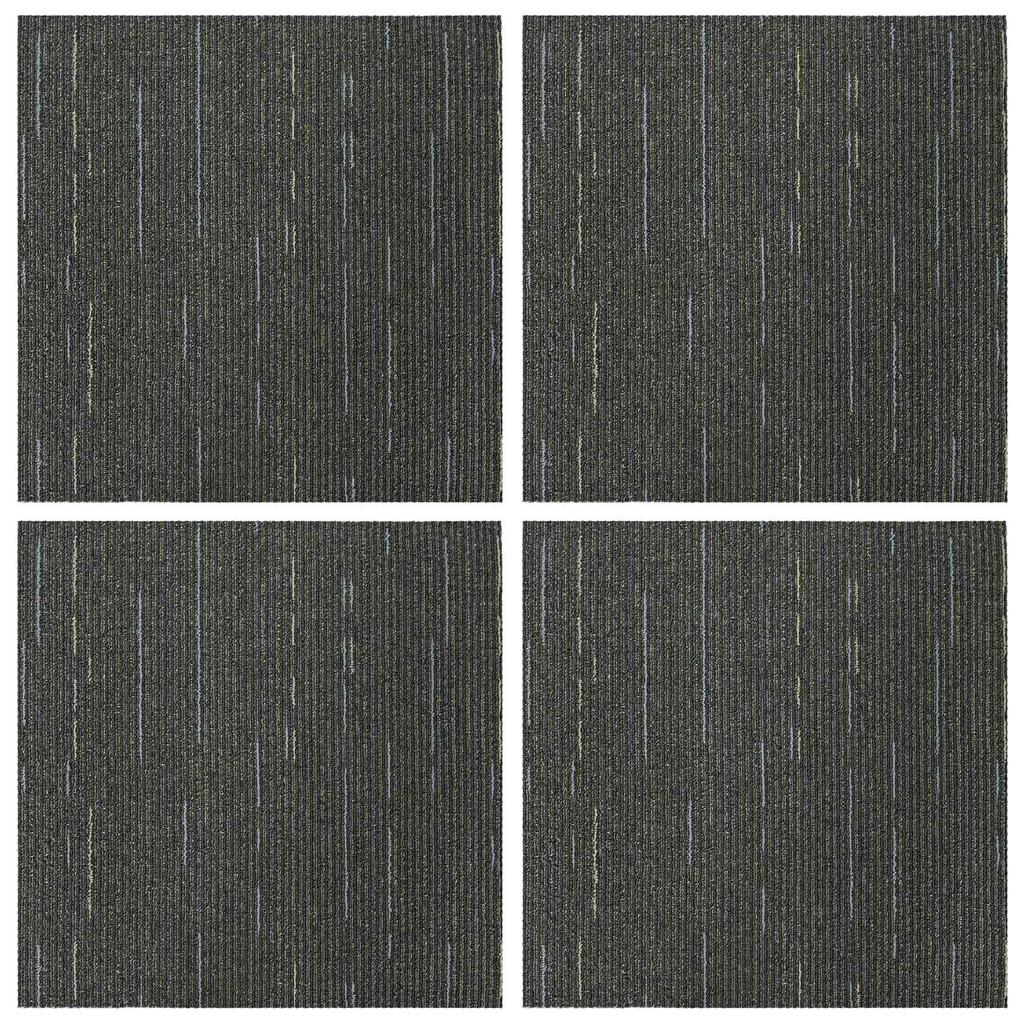 Striped Light Green Carpet Tile 50 x 50 cm 4 pcs
