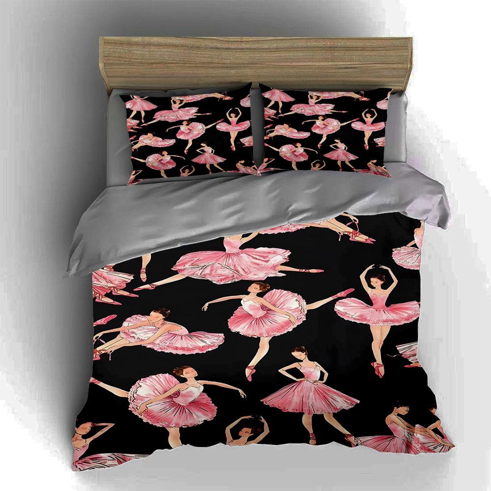 Ballet Dancer Illustrations Bedding Duvet Cover Sets Duvet Covers Pillowcases Gifts (1 * Duvet Cover 2 * Pillowcases, Without Duvet Insert)