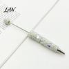 Shiny Rhinestone Pens Glitter Beadable Ballpoint Pen, Sparkly Star Moon Beaded Plastic Customizable DIY Handmade Gel Ink Pen for School Projects,