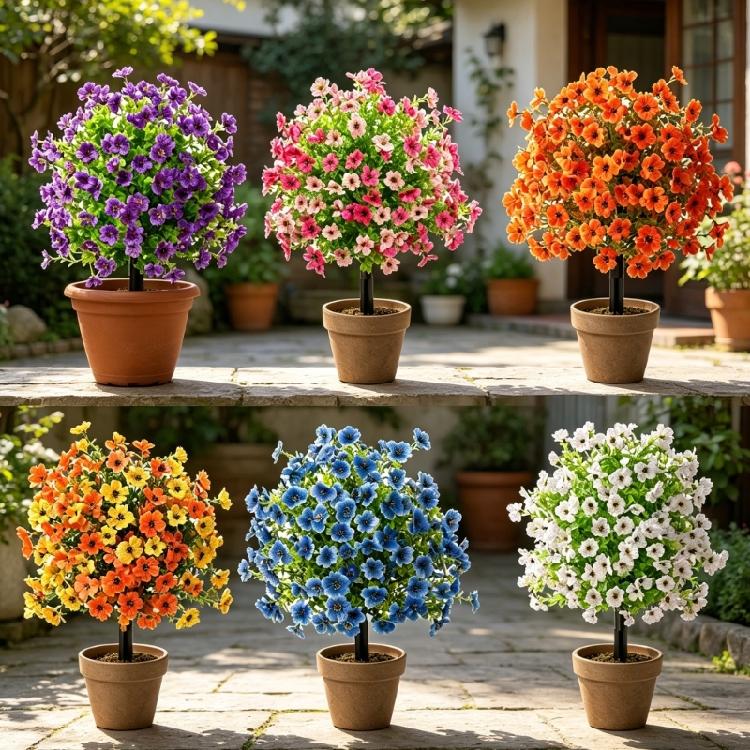 Realistic Flower Stake 22Inch High Artificial Plant Outdoor Plastic Flower For Garden Patio Front Porch Yard Landscaping