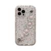 Funda transparente suave con cadena de cristal y flores rosas lindas coreanas para iPhone 14, 13, 12, 11 Pro Max, hermosa funda floral a prueba de golpes