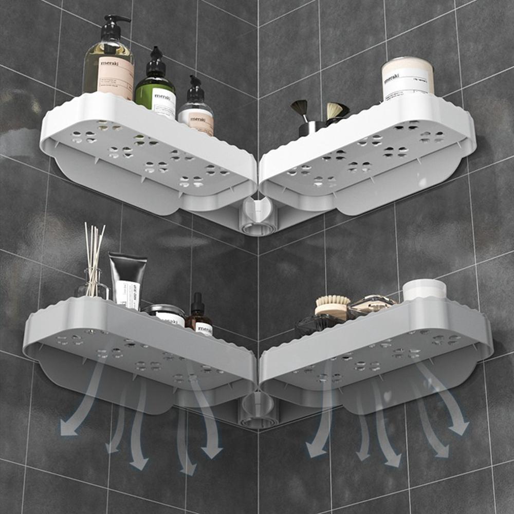 Rotating Corner Shelf Foldable Countertop Organizer Wall Mounted Triangle Rack for Bathroom/Kitchen