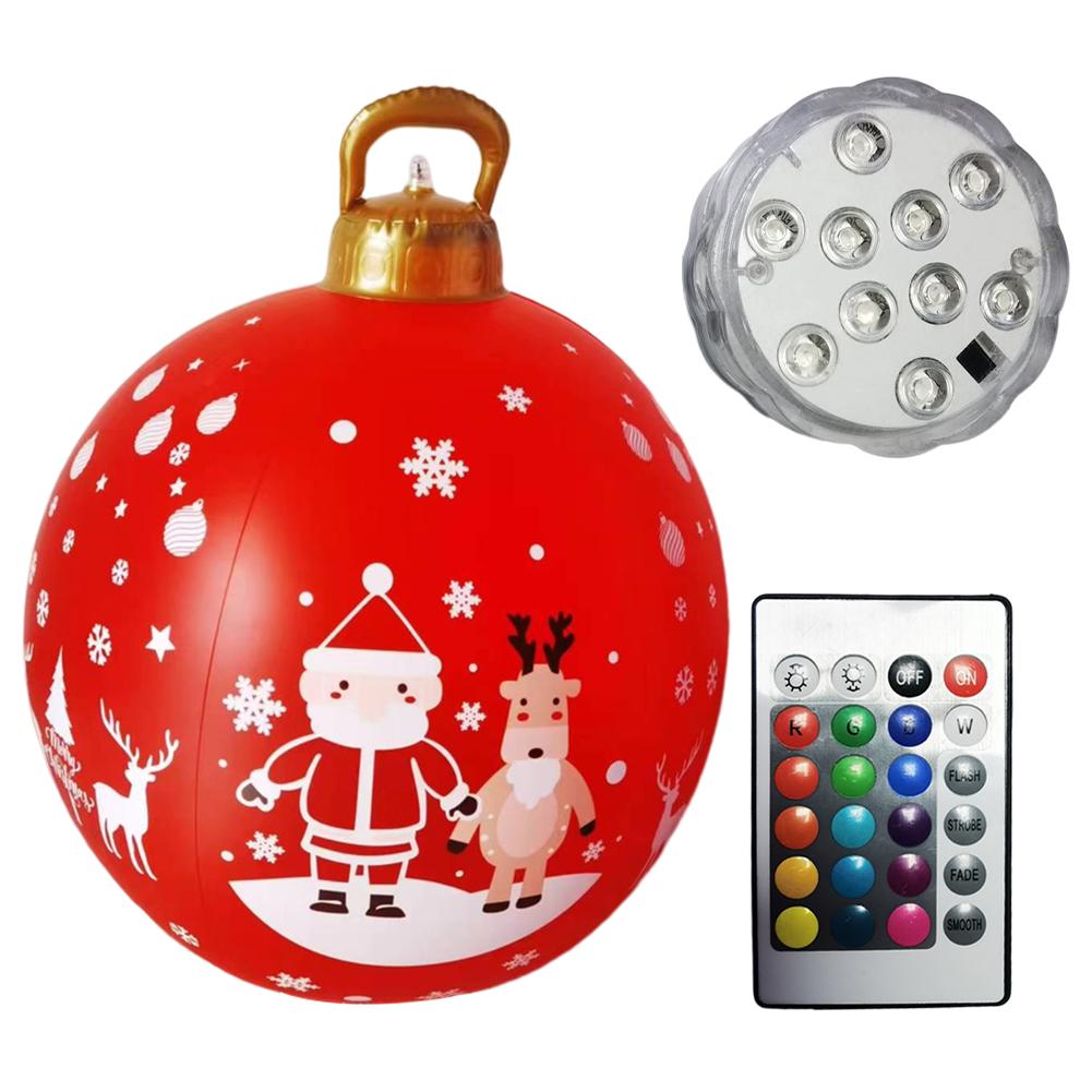 60cm Christmas Tree Hanging Ornament PVC Glow Outdoor Toy Ball Home Garden Christmas Inflatable Ball New Year Party Decoration